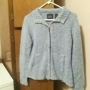 Liz Claiborne blue zip up knit sweater